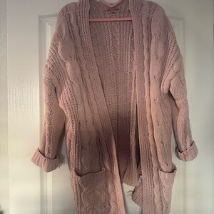 Love Tree Blush Oversized Cable Knit Cardigan